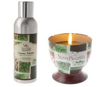 Virginia Candle 8.5oz. Woodwick Holiday Candle and Room Spray Set 