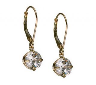 Diamonique 3.50 ct tw Round Lever Back Earrings, 14K Gold —