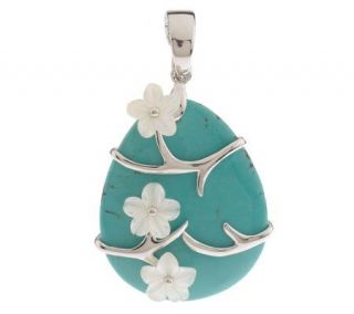 Sterling Turquoise and Mother of Pearl Flower Enhancer —