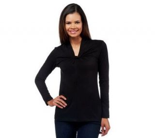 Liz Claiborne New York Long Sleeve T shirt with Knot Detail   A227956