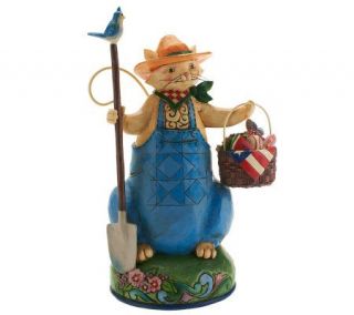 Jim Shore Heartwood Creek Gardening Cat with Two Sided Basket