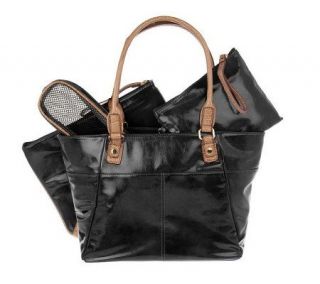 Glazed Compact Essential Tote with Contrast Trim & Netbook Sleeve 