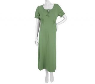 Denim & Co. Short Sleeve Long Knit Peasant Dress —