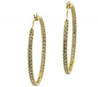 Diamonique Inside Out 1 1/2 Hoop Earrings, 14KGold —