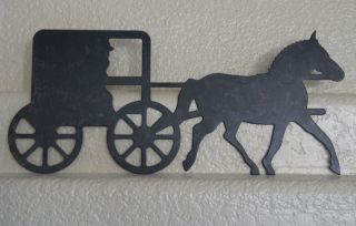 Amish Buggies Coated Steel Wall Hangings Set of 3 Inside Outside Black