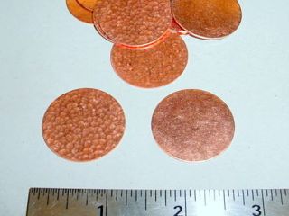 Solid Copper Hammered Disk Jewelry Findings 12 Pieces