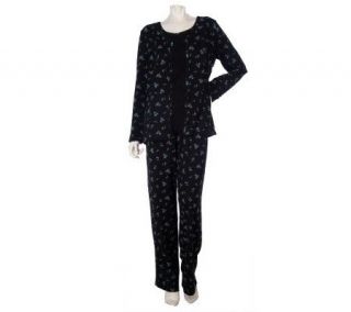Carole Hochman Dotted Daisies Cotton Jersey 3 Piece Pajama Set 