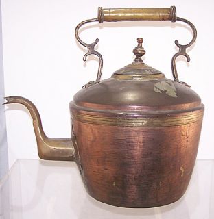  Antique 18th Century 1700s Dutch Copper Tea Kettle 17 Gorgeous NR yqz