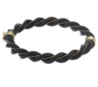 Twisted Casted Enamel Bangle Bracelet, 14K Gold —