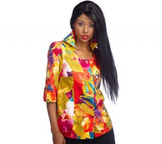 George Simonton Fully Lined Floral Print Jacket with Rollback Cuffs 