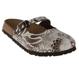 Birkis Passion Floral Print Maryjane Clogs with Buckles —