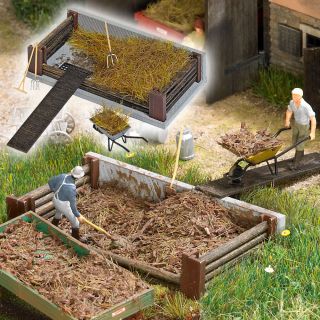 HO Busch Compost Pile with Accessories Kit 1526 for Farm House Diorama