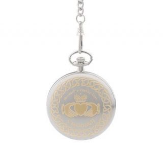 Rovada Hunter Pocket Watch with Two tone Claddagh and 14 1/2 Chain
