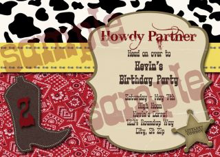 Cowboy Buckaroo Baby Shower Birthday Printable Digital Invitations