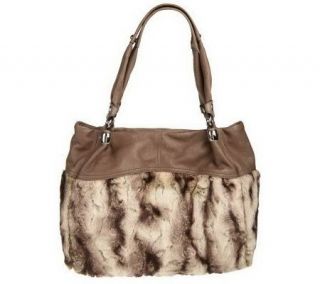 As Is B.Makow sky Faux Fur & Leather ToteBag —