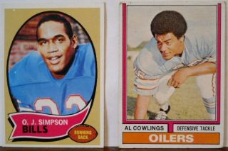 OJ Simpson Rookie Bills Card and Al Cowlings Oilers