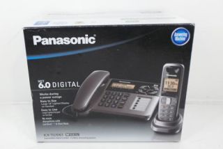  kx tg1061m cordless corded phone with answering machine metallic grey