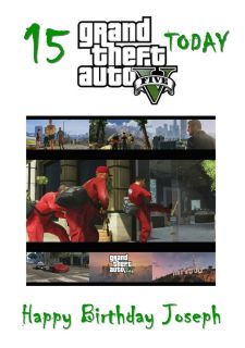 Grand Theft Auto 5 Personalised Birthday Card Son V Xbox PS3 PC Video