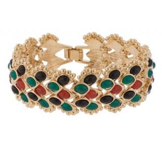 Luxe Rachel Zoe Goldtone Multi color Cabochon Bracelet —