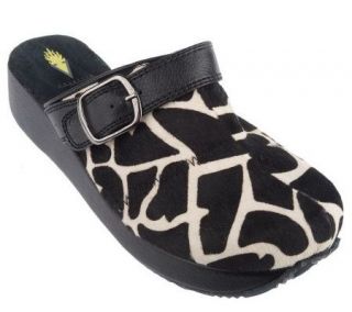 Volatile Giraffe Print Buckle Clogs —