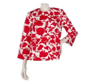 Linea by Louis DellOlio Floral Cotton Sateen Crew Jacket —