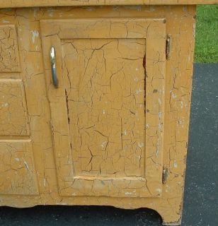 Antique Amish High Back Dry Sink Yellow Crackle Paint