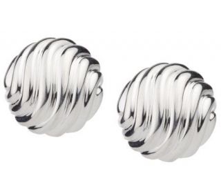 Arte dArgento Sterling Wavy Ribbed Button Earrings —