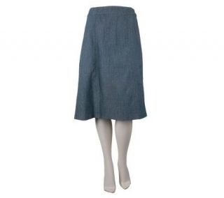 Denim & Co. Stretch Denim A line Skirt with SeamDetail —