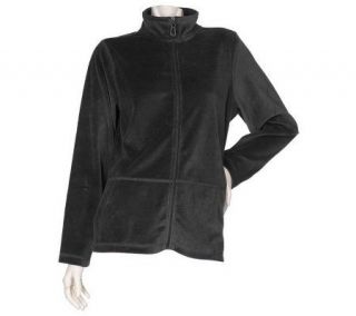 Sport Savvy Essentials Zip Front Velour Jacket w/ Side Pockets