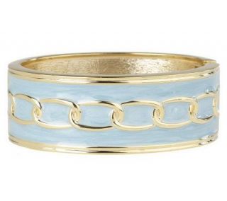 Susan Graver Chain Link Design Enamel Hinged Bangle Bracelet