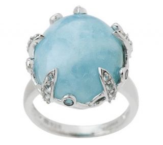 Smithsonian Milky Aquamarin and White Topaz Sterling Ring —