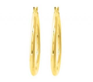 18K Yellow Gold Round Polished Hoop Earrings —