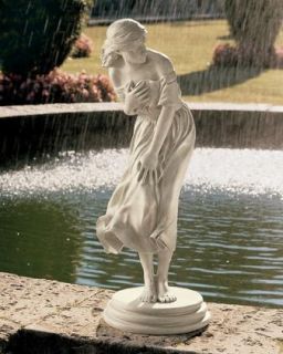 Classic Windblown Maiden Garden Sculpture Patio Statue