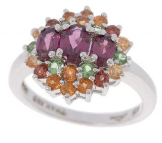 Sterling 1.65 ct tw Colors of Garnet Cluster Ring —