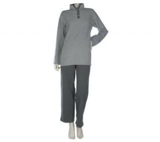 Stan Herman Cozy Knit and Brushed Back Terry 2pc Tunic Pajama Set 