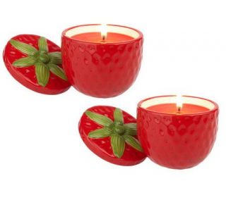 Slatkin & Co. Set of 2 Ceramic Fruit Filled 3 oz. Figural Candles 