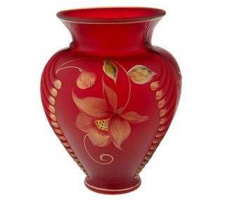 Fenton Art Glass Limited Edition Ruby Feather Vase —