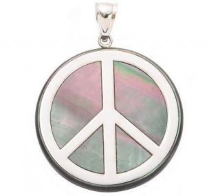 Mother of Pearl Peace Sign Pendant 14K Gold —