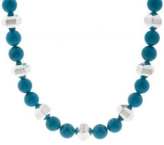 Paola Valentini 18 or 20 Sterling and Magnesite Bead Necklace