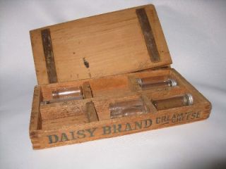 Vintage Wooden Box Daisy Brand Cream Cheese Vials 1930s