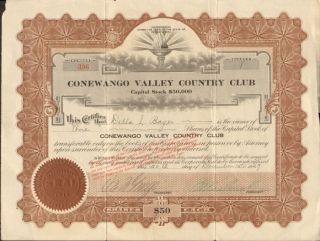 Conewango Valley Country Club 1927 Warren Pennsylvania Stock