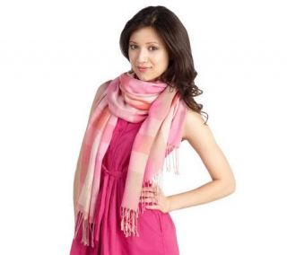 Isaac Mizrahi Live Madras Scarf with Eyelash Fringe —