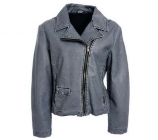 Excelled Ladies Washed Faux LeatherMotocycleJacket —