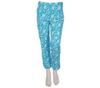 As Is Lilly & Van Stretch Cotton Printed Cropped Pants —