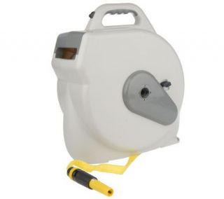 Auto Hose Reel Rechargeable Rewinder with 75ft. Flat Hose & Spray 