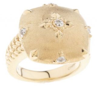Satin Finish Domed Ring w/ Diamond Accents 18K Gold —