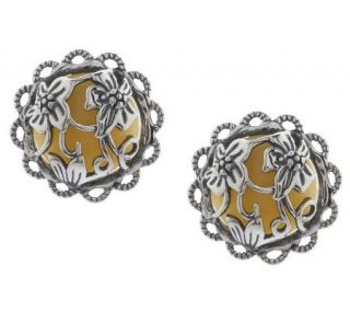 Carolyn Pollack Sunflower Sterling Button Earrings —