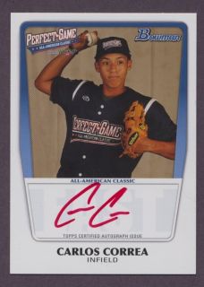 CARLOS CORREA 2012 Bowman Aflac Perfect Game Auto RC RED INK Houston