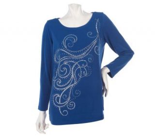 a211171 susan graver liquid knit scoop neck long sleeve top with 