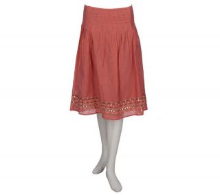 Victor Costa Occasion Pleated Lurex Skirt w/ Applique Hem —
